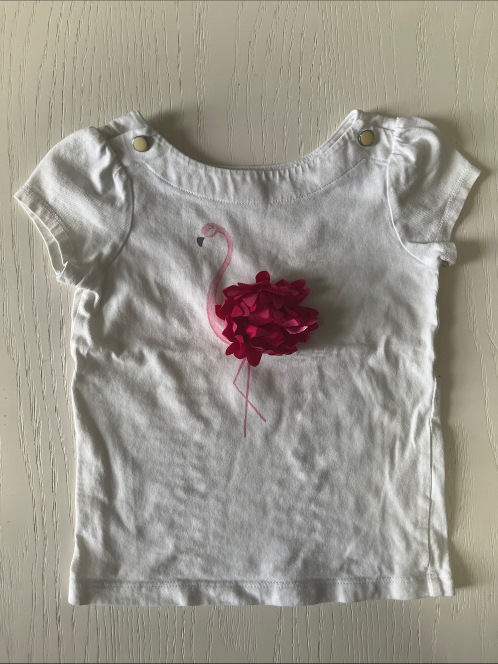 Janie and Jack White Tee with Hot Pink 3D Flamingo